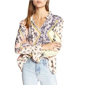 Sanctuary Joss Mixed Floral Tie Neck Blouse - L